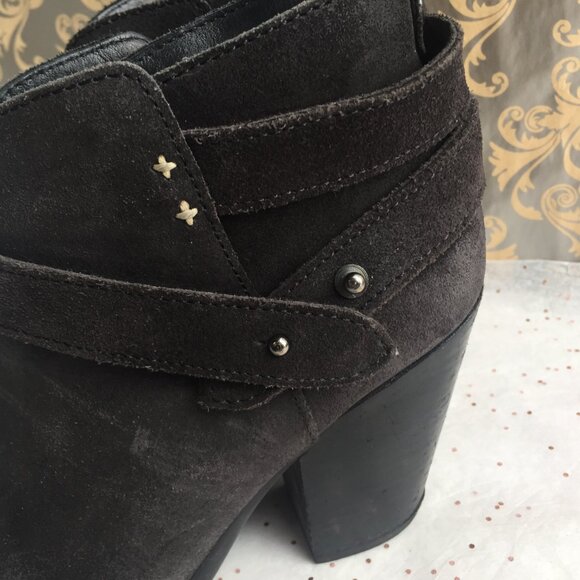 Rag and Bone Harrow Black Leather Block Heel Pushpin Close - size 36 5.5 Classic - Picture 3 of 12